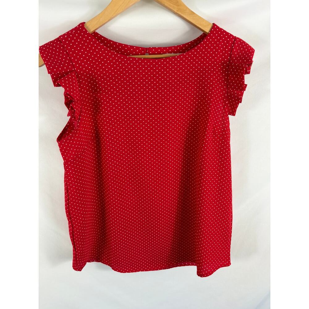 Monteau Red Ruffle Sleeve Polka Dot Blouse Red Size Small